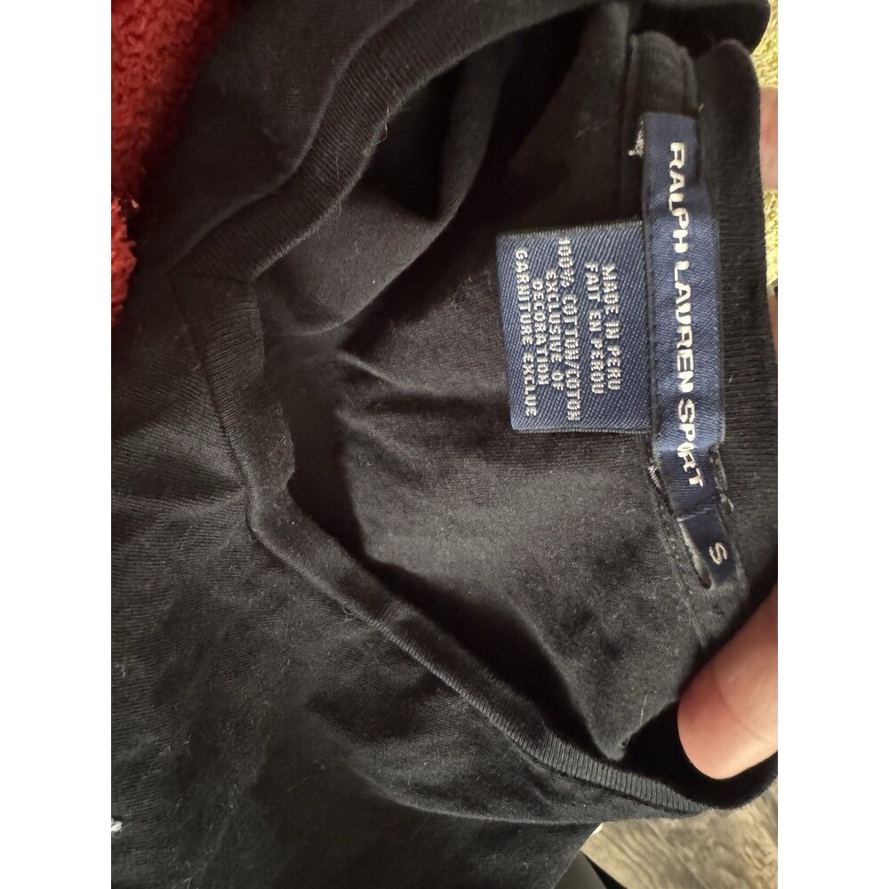 Polo Ralph Lauren (S) Sport T-Shirt Women Black V-Neck Pima Cotton Pony Logo - Picture 4 of 4